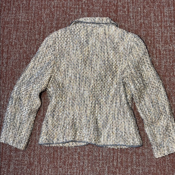 Emil Rutenberg vintage wool tweed tan cropped three button blazer women’s 6 - Picture 3 of 15